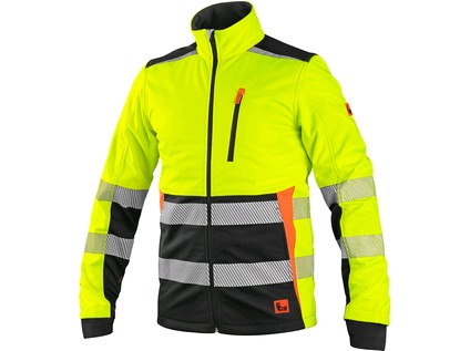 Bunda CXS BENSON, výstražná, softshell, žluto-černá, vel. 3XL