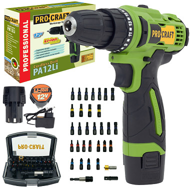 Aku vrtací šroubovák Procraft SPA12Li Compact se sadou bitů BS-32  SPA12LiCompact/BS-32